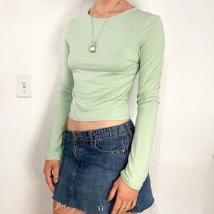 green soft long sleeve top combo